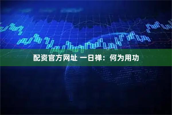 配资官方网址 一日禅：何为用功